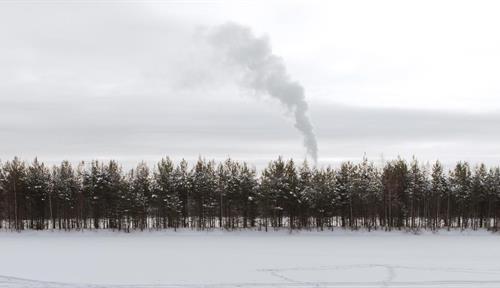 A frozen river in Joensuu in North Karelia.