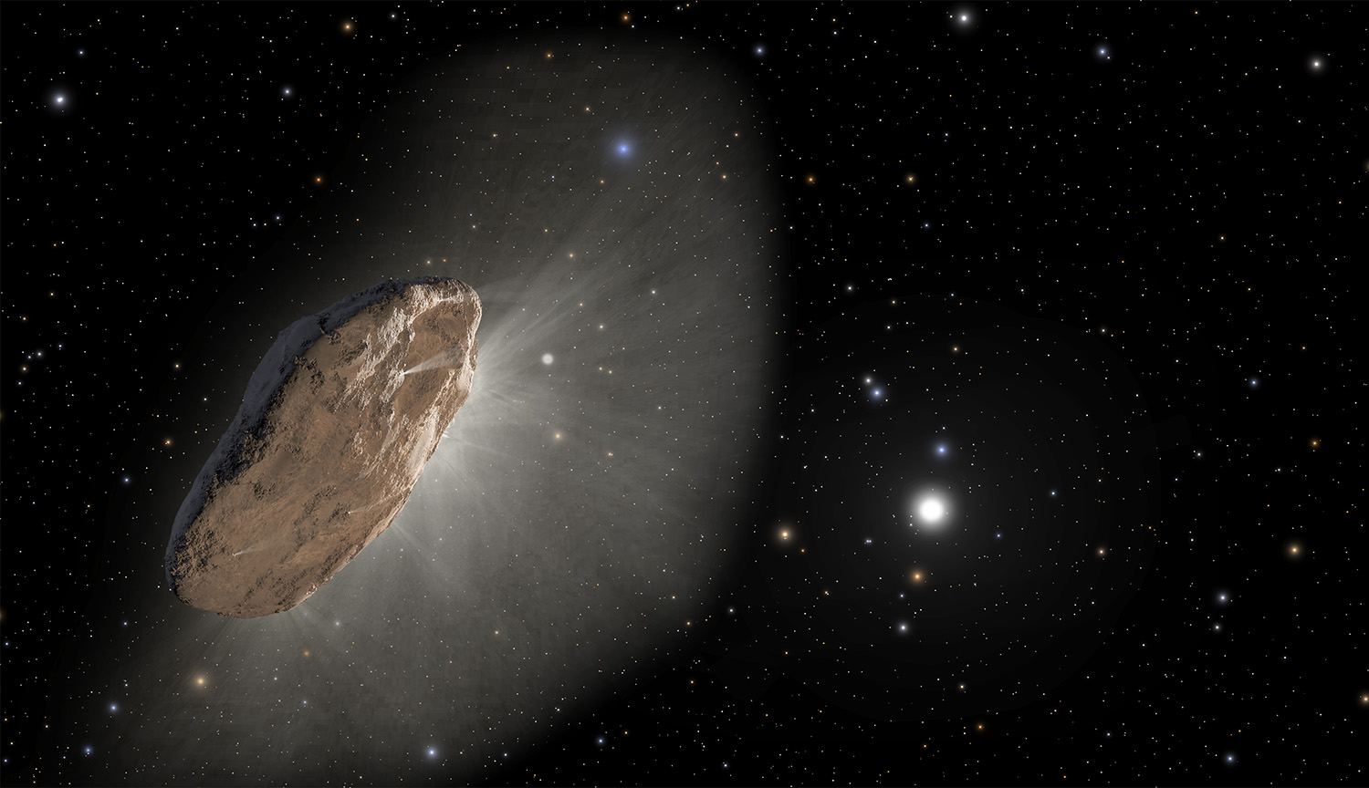 A giant hunk of rock against a backdrop of starry space